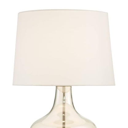 Ania 31" Large Table Lamp USB Dimmer Champagne Glass Jar Modern | USB Charging Port Clear Living Room Bedroom House Bedside Nightstand Office Off-White Tapered Drum Shade - color: Champagne Glass - USB Dimmer Included