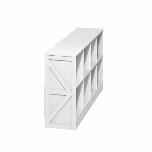 Furinno Jensen Book Shelf, 8-Cube Farmhouse Bookshelf, Display Bookcase, 11.8 x 47.6 x 26.8, for Living Room, Bedroom, Home Office, White - color: White, size: 8-Cube Farmhouse