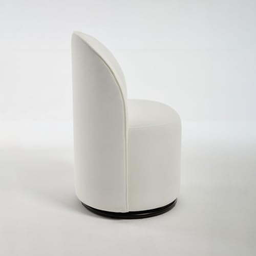 Penau Swivel Barrel Chair, Cream Velvet, Round Accent Seat | Velvet Upholstery, 360 Degree Swivel, Foam Cushion, Compact Indoor Seating, Dining Or Vanity Use