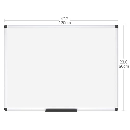 VIZ-PRO Magnetic Dry Erase Board, 48 X 24 Inches, Silver Aluminium Frame - size: 48"W x 24"H