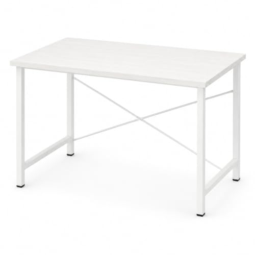 White 31” Gaming Computer Desk, X-Shape Heavy Duty Metal Frame Workstation, Space Saving Study Table for Home Office Bedroom Dorm