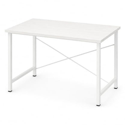 White 31” Gaming Computer Desk, X-Shape Heavy Duty Metal Frame Workstation, Space Saving Study Table for Home Office Bedroom Dorm