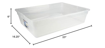Sterilite 28 Qt Underbed Storage Box, Stackable Bin with Lid, Plastic Container to Organize, Bedroom, Clear Base and White Lid, 1-Pack
