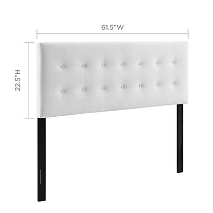 Modway Emily Queen Biscuit Tufted Performance Velvet Headboard, White - color: White, size: Queen
