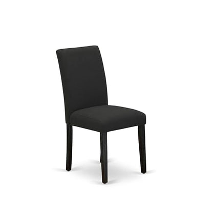 East West Furniture ABP6T24 Abbott Parson Chairs - Black Color Linen Fabric Upholstered Dining Chairs, Set of 2, Wirebrushed Black - color: Abp6t24