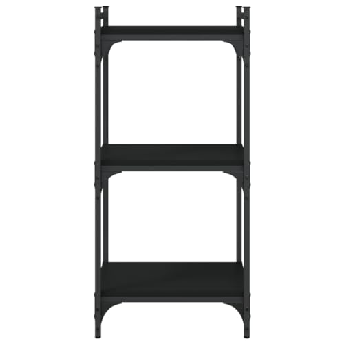 3-Tier Bookcase Industrial Bookshelf Storage Organizer for Books Display Rack with Metal Frame and Adjustable Feet, Black, 15.7 x 11.8 x 33.9 Inches - color: Black 2