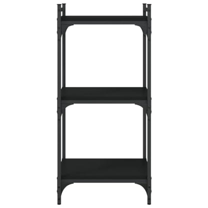 3-Tier Bookcase Industrial Bookshelf Storage Organizer for Books Display Rack with Metal Frame and Adjustable Feet, Black, 15.7 x 11.8 x 33.9 Inches - color: Black 2