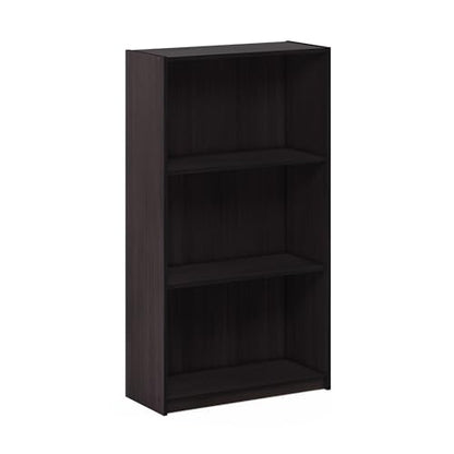 Furinno BASIC Book Shelf, 3-Tier Modern Bookshelf, Bookcase with Open Shelves, 9.3" x 21.8" x 39.5", for Living Room, Bedroom, Home Office, Dark Walnut - color: Dark Walnut, size: 3-Tier