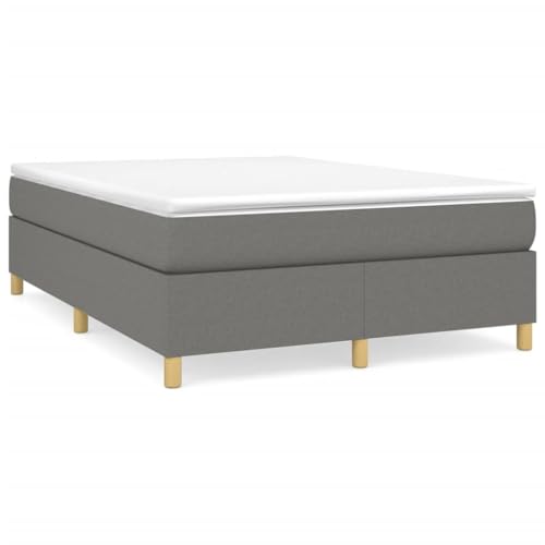 Full Size Bed Frame Upholstered Platform Bed, Dark Gray Polyester Fabric, Modern Low Profile Mattress Foundation with Durable Wood Slats Support - size: Full Bed