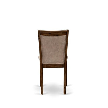 East West Furniture MZCNT04 Monza Modern Parson Dining Chairs - Light Tan Linen Fabric Upholstered Chairs, Set of 2, Antique Walnut - color: Mzcnt04