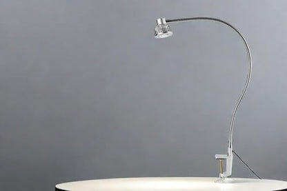Hersi High Bright 5w 35‘’Long Flexible Arm Desk Lamp Metal Architect LED Task Light with Clamp, Adjustable Folding Twin-Arm Clip-on Table Lamp,Black for Home Office (Silver) - color: Silver