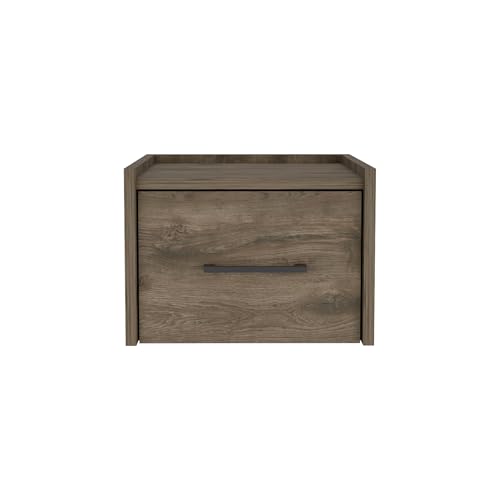 Tuhome Boa Floating Nightstand, Wall-Mounted Bedside Table with 1 Drawer, 13.8" W x 9.8" H Engineered Wood Small Night Stand for Bedroom, White - color: Dark Brown
