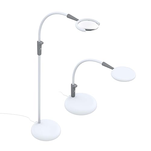 Daylight Company - Magnificent Pro - Magnifying lamp, Bright 6,000K Daylight LEDs, CRI 95+, 3 in 1 Lamp, 1.75X semi-Rimless Lens, Lumens: 600, White