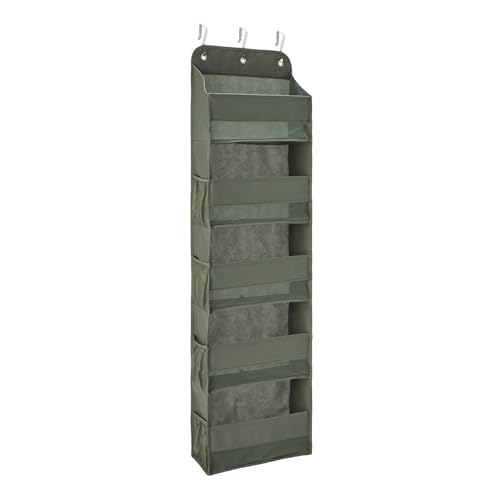 Amazon Basics 5 Tier Over the Door Hanging Shoe Organizer, Large Capacity, Space Saving, 6.4 x 54.5 x 14.9 in, Dark Grey