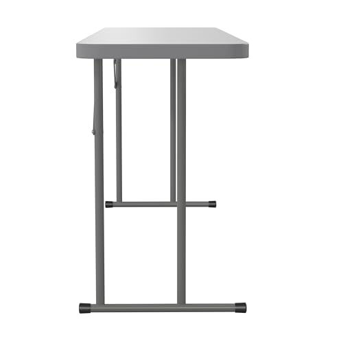 EMMA + OLIVER 6-Foot White Plastic Folding Table | Lightweight, Easy Storage, Event and Banquet Table - color: Grey