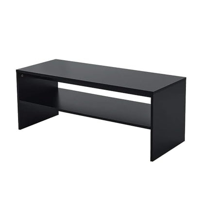 Panana 2-Tier Coffee Table Simple Couch Sofa Side End Table Tea Accent Table for Living Room Office, 39.4" x 15.7" x 15.7" (Black) - color: Black