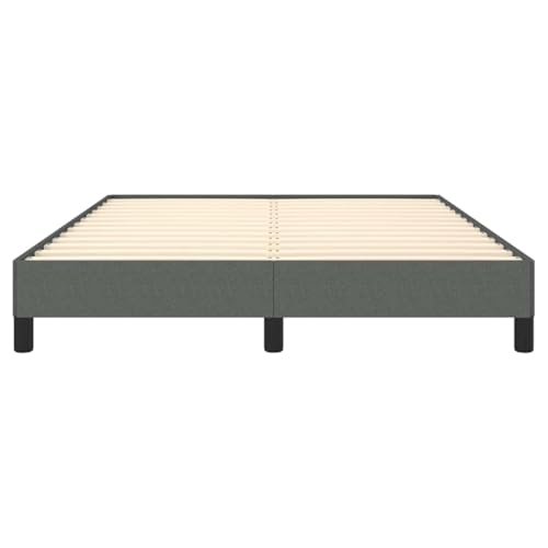 Dark Grey Queen Upholstered Platform Bed 61"x81.1"x9.8", Fabric & Wood, Low Profile, Easy Assembly - color: Grey-a, size: Queen