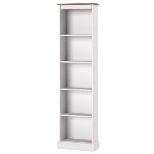 Wood Bookcase Tall Narrow Corona Snow - color: White