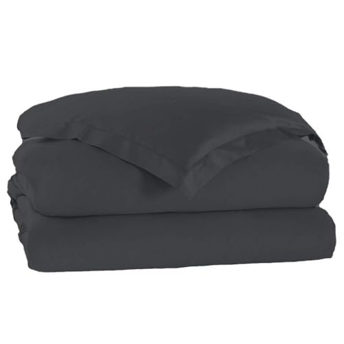 Charlotte 3 Piece Duvet Cover- 100% Egyptian Cotton Breathable, Soft Duvet Cover Set with Zipper & Corner Ties Quilt Cover Sateen Weave Durable Duvet - King/Cal King (Dark Grey) - color: Dark Grey, size: 3 Pc Duvet Set - King / Cal King