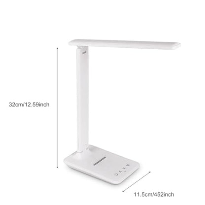 Eye Caring Table Lamp, 180 Adjustable Rotating Foldable Desk Lamp with USB C Charging Port, 5 Color Temperatures 5 Dimming Levels (White) - color: White