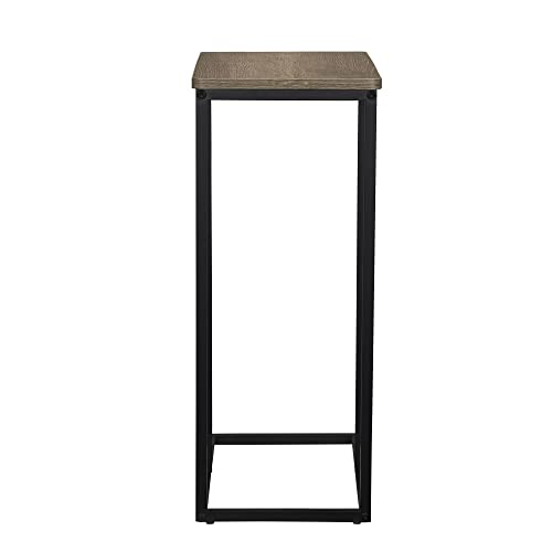 Household Essentials Ashwood Industrial Narrow End Table | Metal C Shaped Frame and Rectangle Faux Wood Top, C Table - color: Ashwood