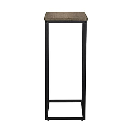 Household Essentials Ashwood Industrial Narrow End Table | Metal C Shaped Frame and Rectangle Faux Wood Top, C Table - color: Ashwood