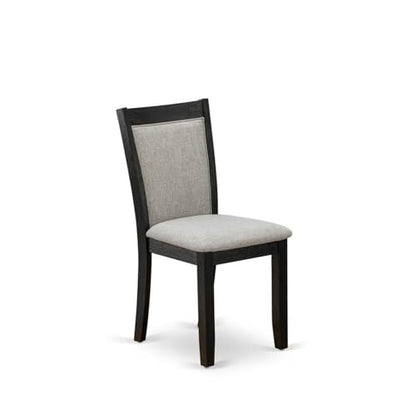 East West Furniture MZC6T06 Monza Parson Chairs - Shitake Linen Fabric Padded Dining Chairs, Set of 2, Wirebrushed Black - color: Mzc6t06