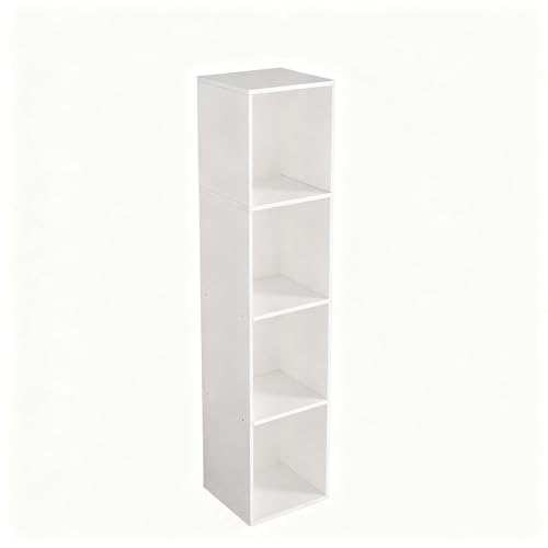 4 Cube Storage Organizer, Cube Shelf, Freestanding 4 Tier Open Shelf Bookcase for Home Office, Bedroom, Living Room, Study, White - color: White, size: 4-Cube