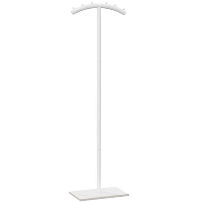 Freestanding Metal Clothes Rack with Natural Rock Base,68.9in,White | T-shaped Coat Hangers with Anti Slip Knots,Easy to Clean Garment Racks for Home,Durable Clothing Trees for Office - color: White