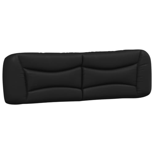 King Size Headboard Cushion, Wall Mounted Upholstered Backrest Pillow for Bed, Faux Leather Striped Reading Support Pad, Black, 72 x 18.9 Inches - color: Black, size: King