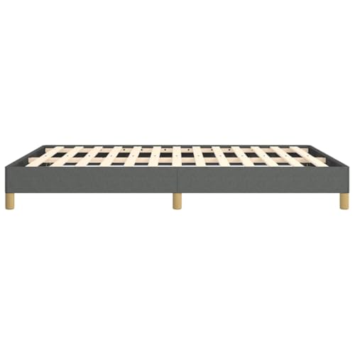 Queen Size Bed Frame, Upholstered Platform Bed with Breathable Fabric, Sturdy Engineered Wood Base, Low Profile Modern Bedroom Furniture, Dark Grey - color: Dark Gray, size: Queen & 9.8"
