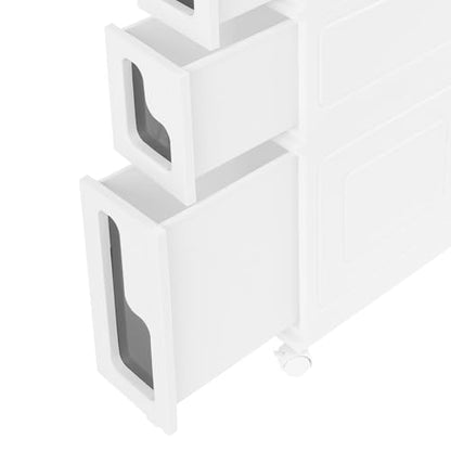 5 Tiers Slim Bathroom Storage Cabinet, 15.7" L X 6.3" W X 46.5" H Slim Rolling Cart, 66.14 Lbs Load-Bearing Capacity Narrow Storage Cabinet for Living Room, Kitchen, Bathroom, Office - size: 15.7" L X 6.3" W X 46.5" H