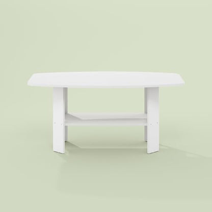 Gurney Coffee Table with Shelf for Living Room, White - color: White