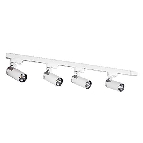 UPO 4-LED Track Lighting kit, 3000 Lumens 4000K,Ceiling Spot Lighting for Kitchen, Living Room, Bedroom Adjustable Track Head Easy Installation, LED Bulbs Included,White - color: 4000k white