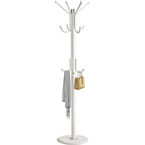 Kertnic Modern Coat Rack Freestanding with Natural Marble Base & Sturdy Metal Frame, 11 Hooks Hall Tree for Jackets, Hats, Bags, Entryway Organizer for Bedroom, Living Room, Closet (11 hooks-White) - color: 11 hooks-White