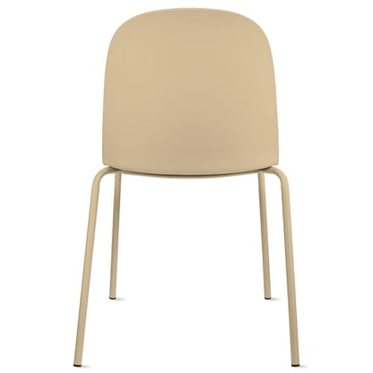 2xhome Set of 6 Modern Stackable Armless Dining Chairs, Plastic Shell Seat with Upholstered PU Leather Cushion Padded Seat Metal Legs for Home Kitchen Patio Cafe (Beige) - color: Beige, size: Padded Seat