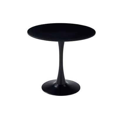 botzi 31.5 Inch Round Dining Table, Black Tulip Kitchen Table with MDF Top | Iron Matte Pedestal Base, Smooth Rounded Edges, Easy-Clean Coated Surface, For Kitchens And Small Spaces - color: Black, size: 31.5 Inches