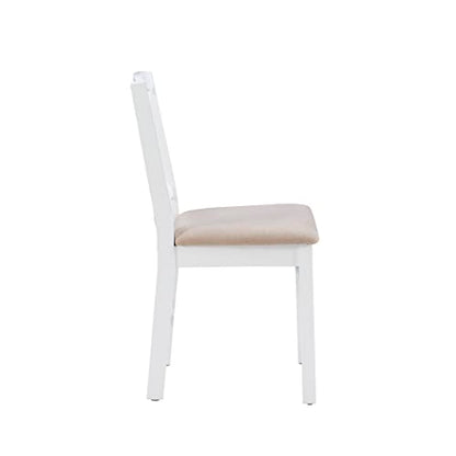 Torino Three Piece Drop Leaf Dining Set in White with Beige Upholstered Seats by Linon - color: White Set
