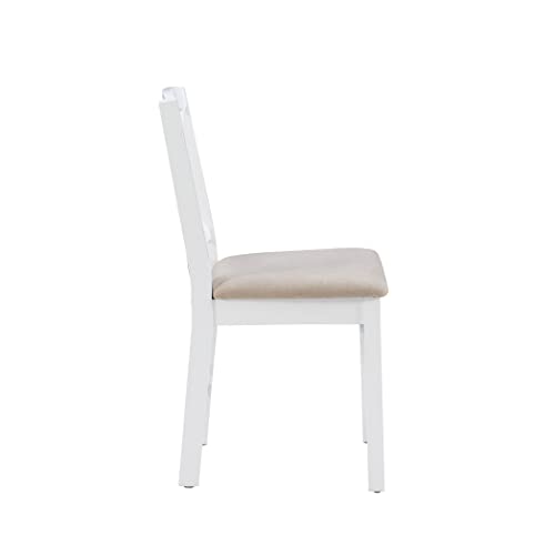 Torino Three Piece Drop Leaf Dining Set in White with Beige Upholstered Seats by Linon - color: White Set