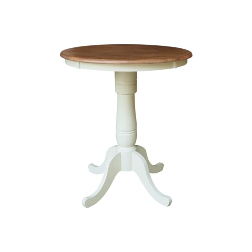 IC INTERNATIONAL CONCEPTS 30" Round Top Counter Height Pedestal Dining Table, 34.9" High, Hickory/Shell - color: Hickory/Shell
