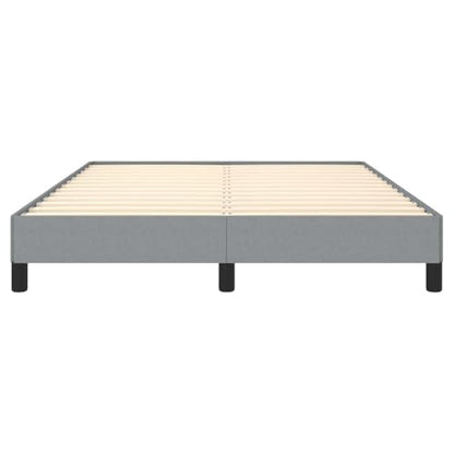 Queen Size Upholstered Bed Frame, Low Profile Platform Bed with Slatted Support, No Box Spring Needed, Sturdy Fabric Base, Light Gray