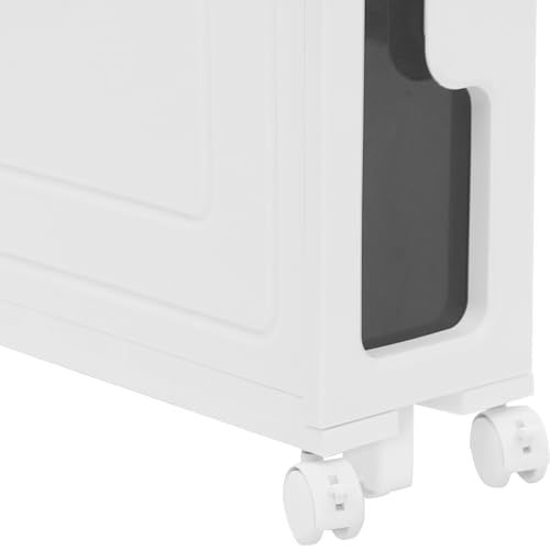 2 Tiers Slim Bathroom Storage Cabinet, 15.7" L X 6.3" W X 22" H Slim Rolling Cart, 66.14 Lbs Load-Bearing Capacity Narrow Storage Cabinet for Living Room, Kitchen, Bathroom, Office - size: 15.7" L X 6.3" W X 22" H