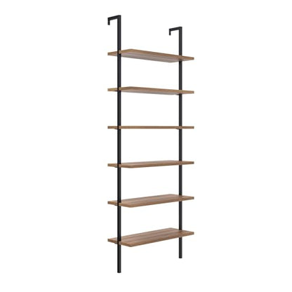 Nathan James Theo 6-Shelf Tall Bookcase, Wall Mount Bookshelf with Reclaimed Oak Wood and Industrial Metal Frame, Reclaimed Oak/Matte Black, Set of 3 - color: Oak/Matte Black, size: Set of 3