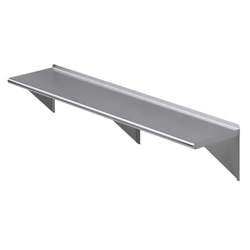 AmGood 16 in. x 72 in. Stainless Steel Wall Shelf | NSF | Metal Shelving | Garage, Laundry, Storage, Utility Room | Restaurant, Commercial Kitchen - size: 16 in. x 72 in.