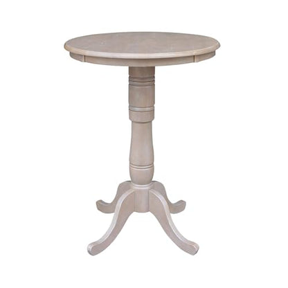 IC INTERNATIONAL CONCEPTS 30" Round Top Pedestal Dining Table, 40.9" High, Washed Gray Taupe - color: Washed Gray Taupe