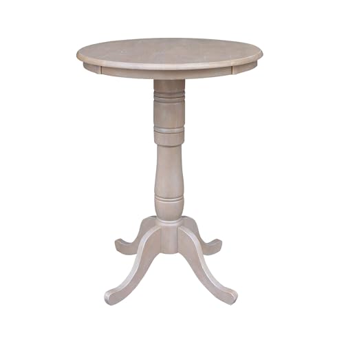 IC INTERNATIONAL CONCEPTS 30" Round Top Pedestal Dining Table, 40.9" High, Washed Gray Taupe - color: Washed Gray Taupe