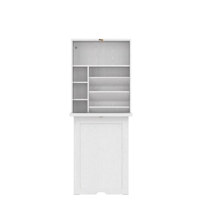 Casart Multi-Function Computer Desk, Wall Mounted Fold Out Table | Convertible Writing Workstation with Built-in Storage Shelves; Space Saving Furniture for Home Salon Office Nail Art Station