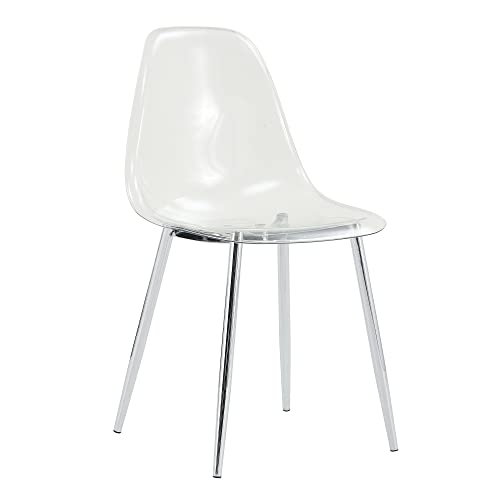 Baysitone Clear Dining Chairs Set of 10, Modern Kitchen Chairs with Transparent Seat, Acrylic Accent Side Chairs with Metal Legs for Dining Room, Kitchen, Living Room with Silver - color: Silver, size: Set of 10