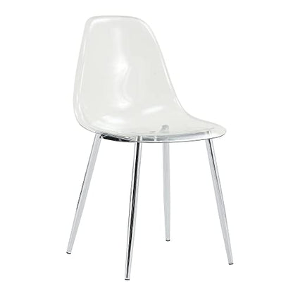 Baysitone Clear Dining Chairs Set of 10, Modern Kitchen Chairs with Transparent Seat, Acrylic Accent Side Chairs with Metal Legs for Dining Room, Kitchen, Living Room with Silver - color: Silver, size: Set of 10