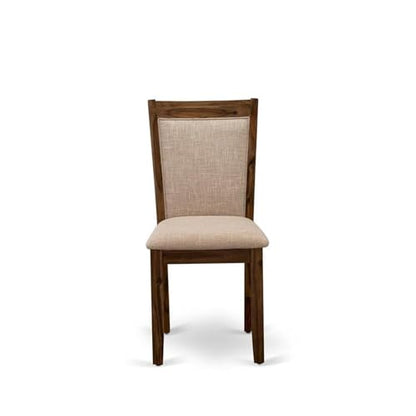 East West Furniture MZCNT04 Monza Modern Parson Dining Chairs - Light Tan Linen Fabric Upholstered Chairs, Set of 2, Antique Walnut - color: Mzcnt04